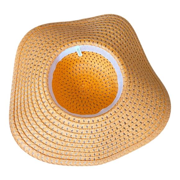 NEW Women's Floppy Hat With Beaded Trim in Sunkist Orange Color (17" diameter) - Picture 4 of 5